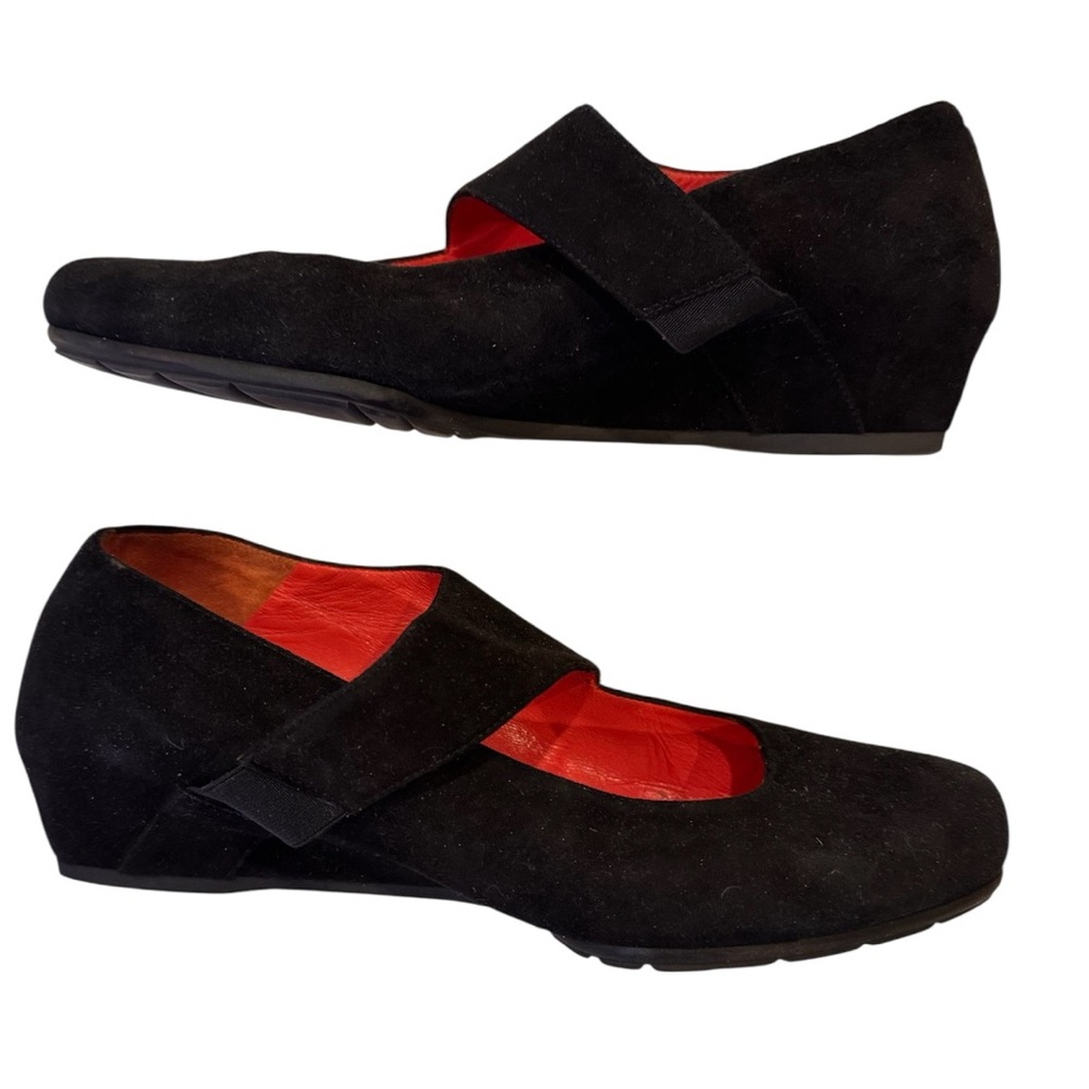 Black Suede Mary Jane Flats - Picture 2 of 4